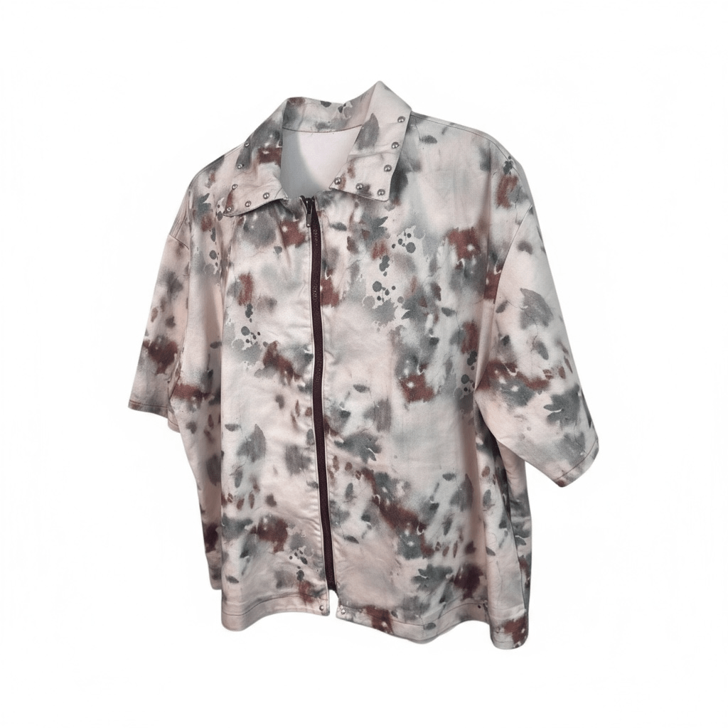 Splatter Fade Zip Short Sleeve Shirt - Closet No. 11